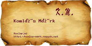 Komlós Márk névjegykártya